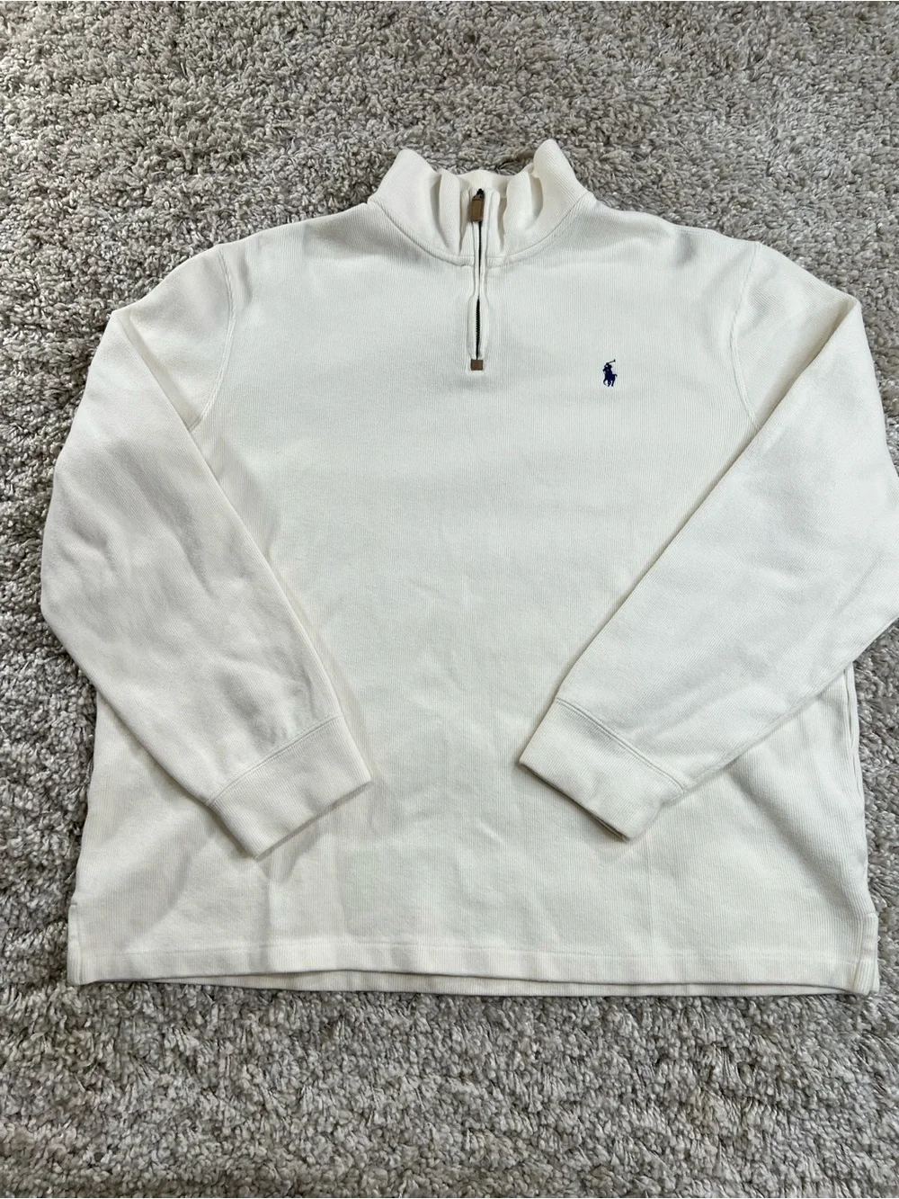 Polo by Ralph Lauren Men’s Cream Half-Zip Sweater with Navy Pony XL